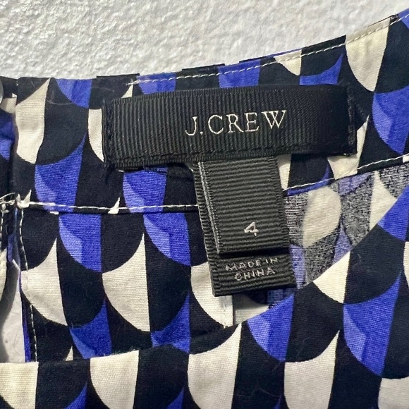 J. Crew Geometric Boxy Cropped Short Sleeve Blouse - Size 4 - Picture 6 of 9